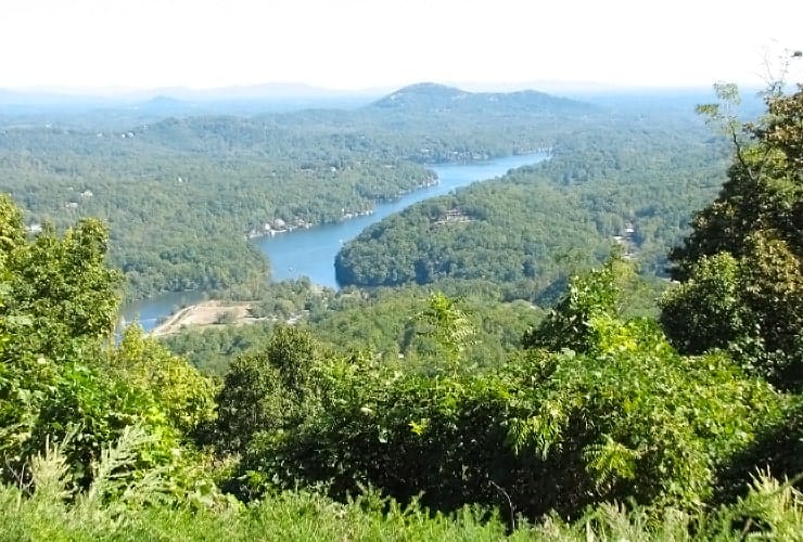 View of Lake Lure from Cimney Rock Upper Parking Level