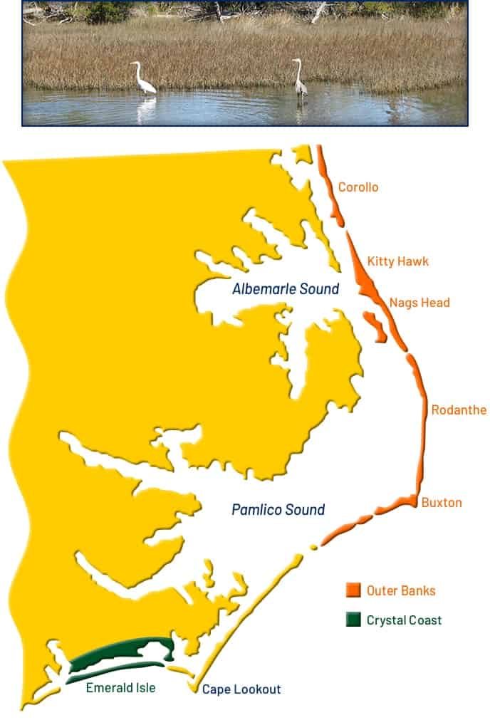 Map of the Crystal Coast & Outer Banks