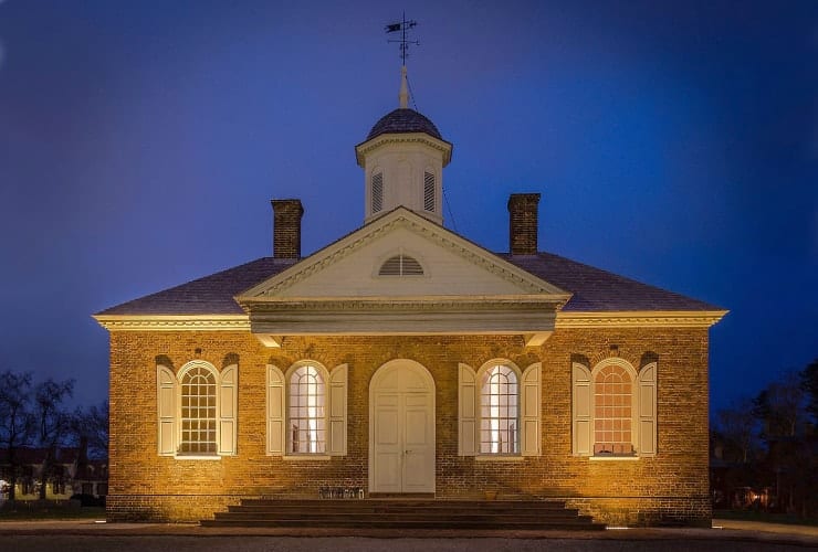 Colonial Williamsburg Courthouse at Night