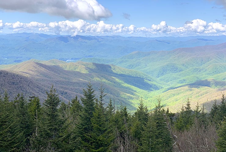 view of fontana lake from the clingmans dome parking area
