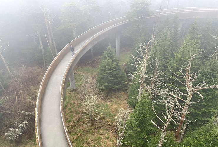 foggy pic of clingmans dome ramp