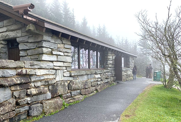 front of the visitors center at clingmans dome