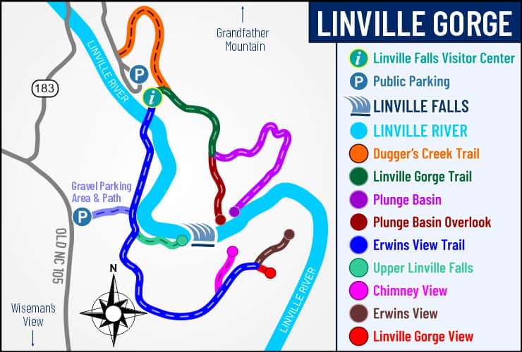 Linville Falls Hiking Map