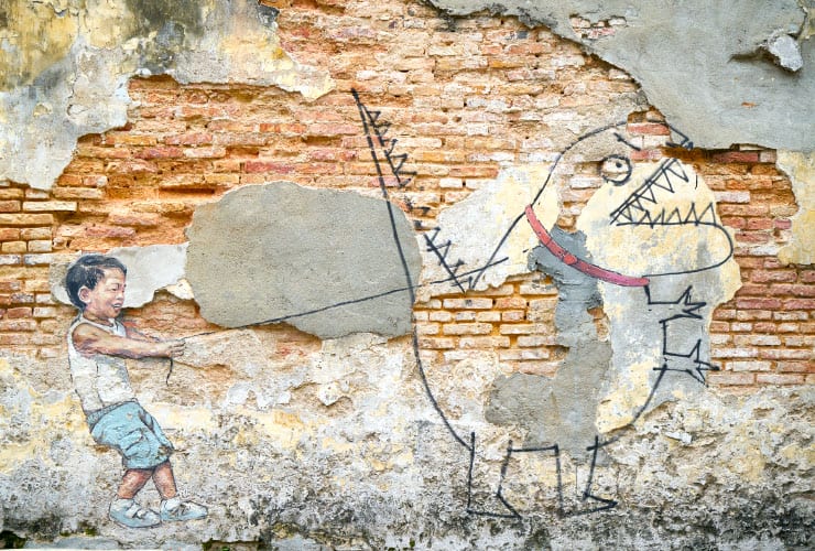 Penang Wall Mural "Boy with Pet Dinosaur"