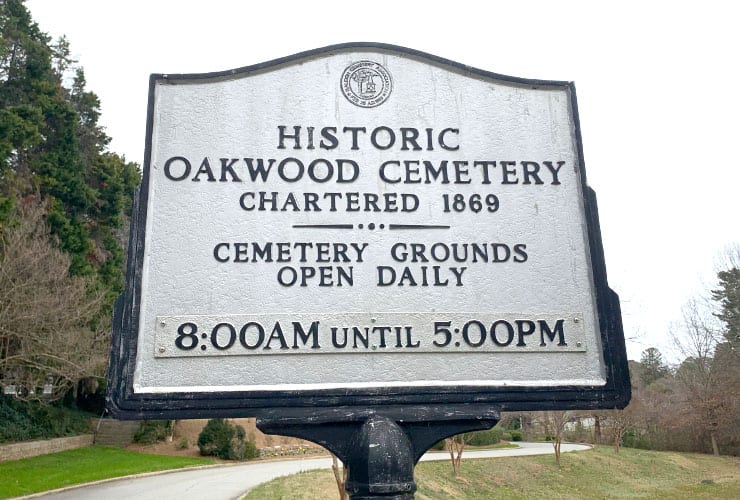 Historic Oakwood Cemetery Sign