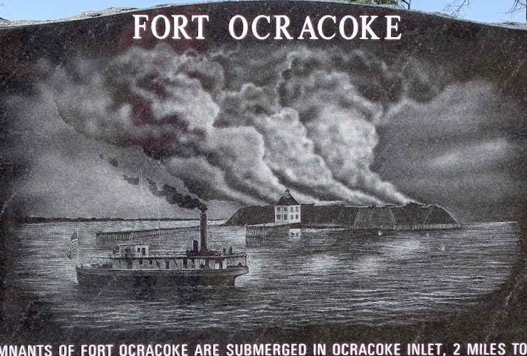 Fort Ocracoke Monument Stenciled Drawing Detail