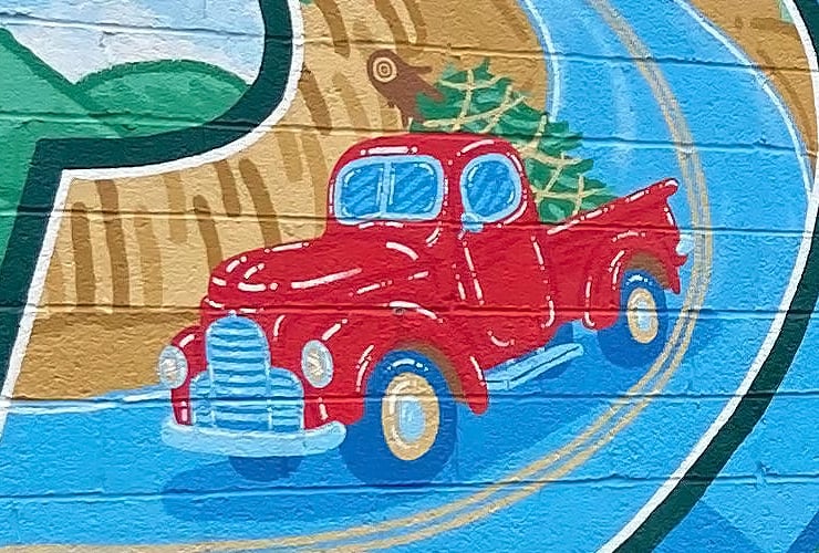 Deatil of NC Roadside Attraction Sylva Mural