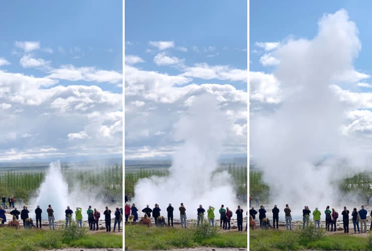 Strokkur Erupts Iceland geothermal and volcanic areas