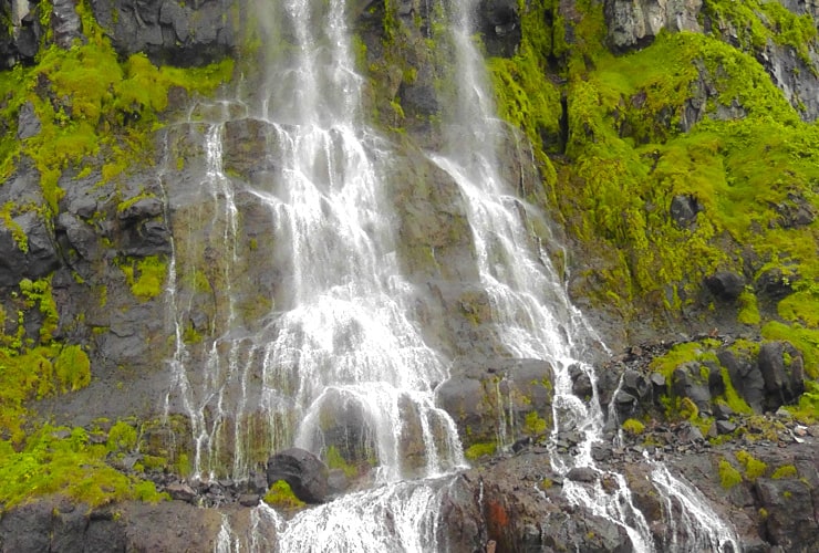 Detail of the Beautiful Iceland Waterfall Mígandifoss