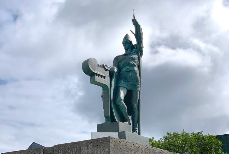 Ingólfur Arnarson Statue atop Arnarhóll in Reykjavik