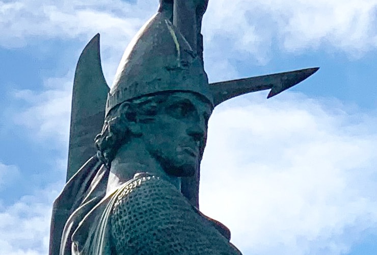 Closeup of Ingólfur Arnarson Statue