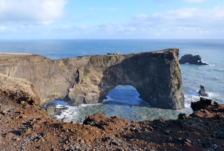 View of Arch Rock from Dyrhólaey Lighthouse Iceland