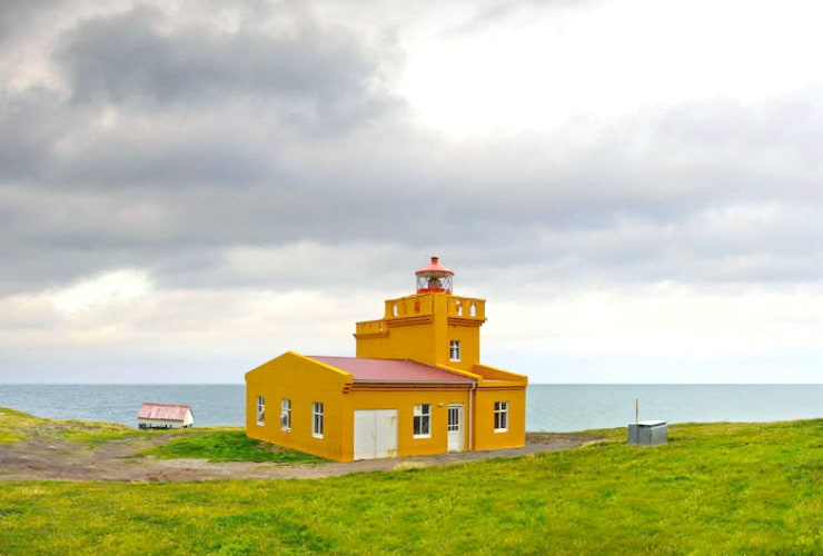 Trollaskagi Lighthouse on a Cloudy Day