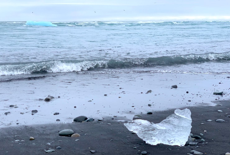 Ice on Beach and in Ocean at Diamond Beach Iceland