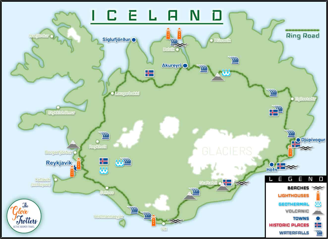 8 day Iceland Ring Road Tour Map