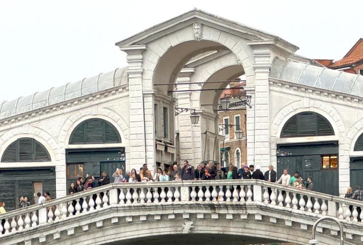 Closeup of the Rialto Bridge in Venice