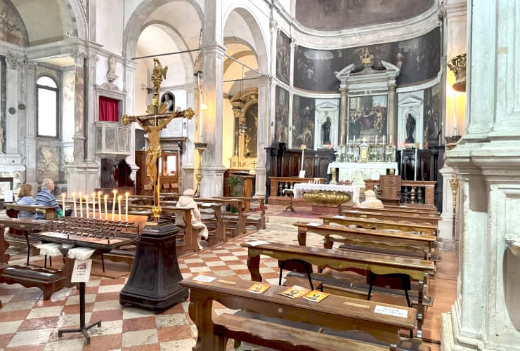 Inside the Church of San Giovanni Crisostomo in Venice