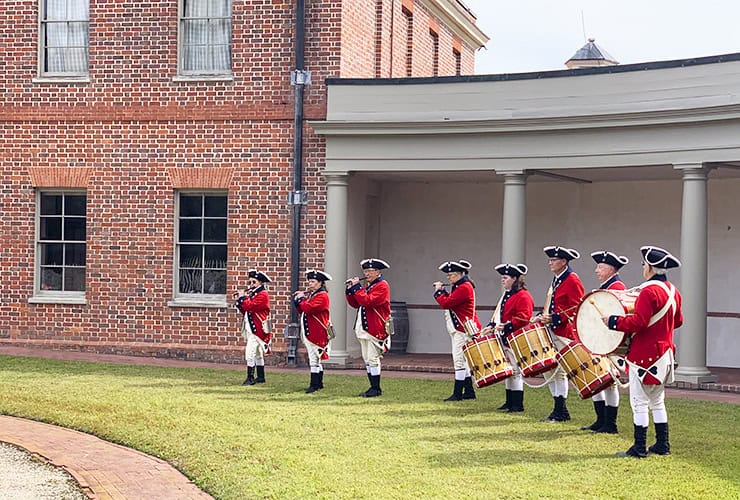 red-coat Fife and Drum band