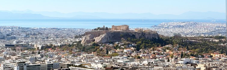 Panoramic view of Acropolis a day in Athens