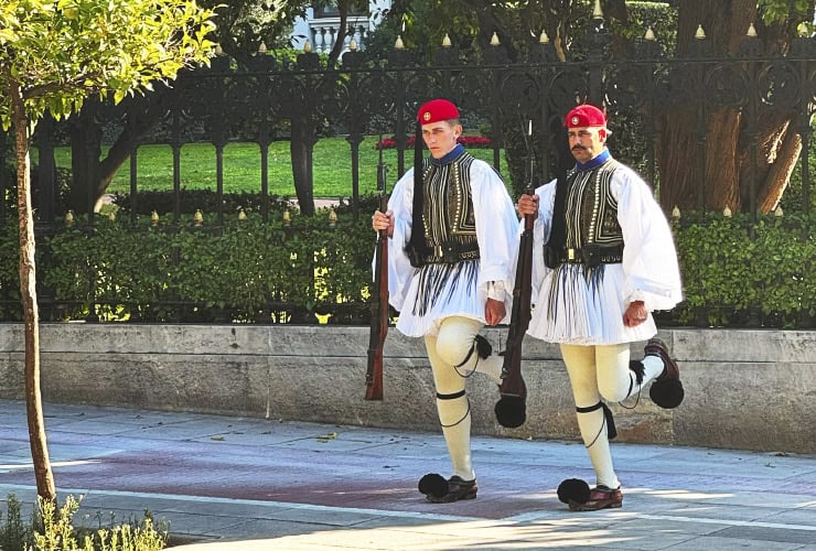 Evzones in Athens Greece