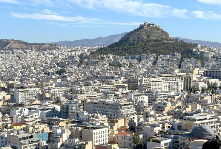 View of Mount Lycabettus from the Acropolis of Athens