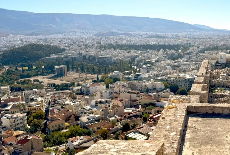 View of the Temple of Olympian Zeus from the Acropolis of Athens