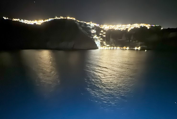 Santorini Cliffs at Night