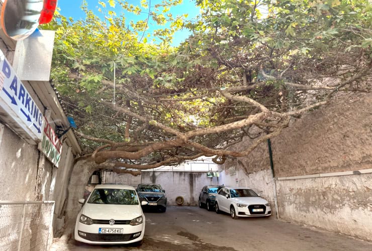 O Platanos parking lot in Athens